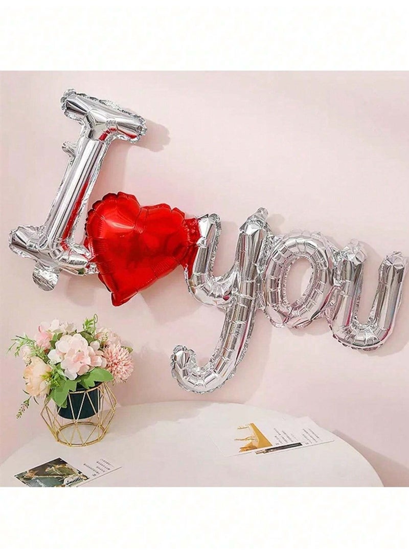 Valentine's Day decoration: A single metallic heart-shaped balloon with the words "I love you" adds a special and romantic touch to celebrating Valentine's Day, anniversaries, and all occasions. - Image 2